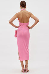 Pink Draped Jersey Midi Dress